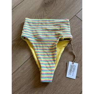 NWT Toast Swim Banded Waist Bottom Rainbow Rib Bikini Swimwear XS